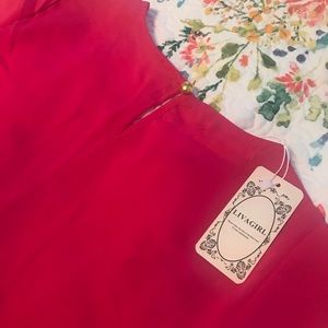 Livagirl pink blouse top semi sheer